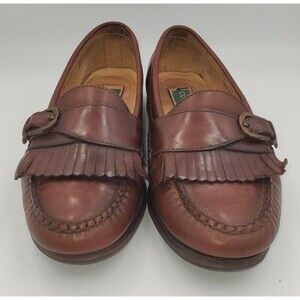 Cole Haan 3517 Brown‎ Slip-On Mens 7 1/2 D Kiltie Monk Buckle Loafers